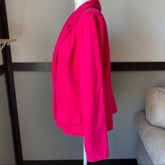 Bold hot pink ponte knit jacket blazer statement cheerful office Barbie work 1X - Picture 3 of 13